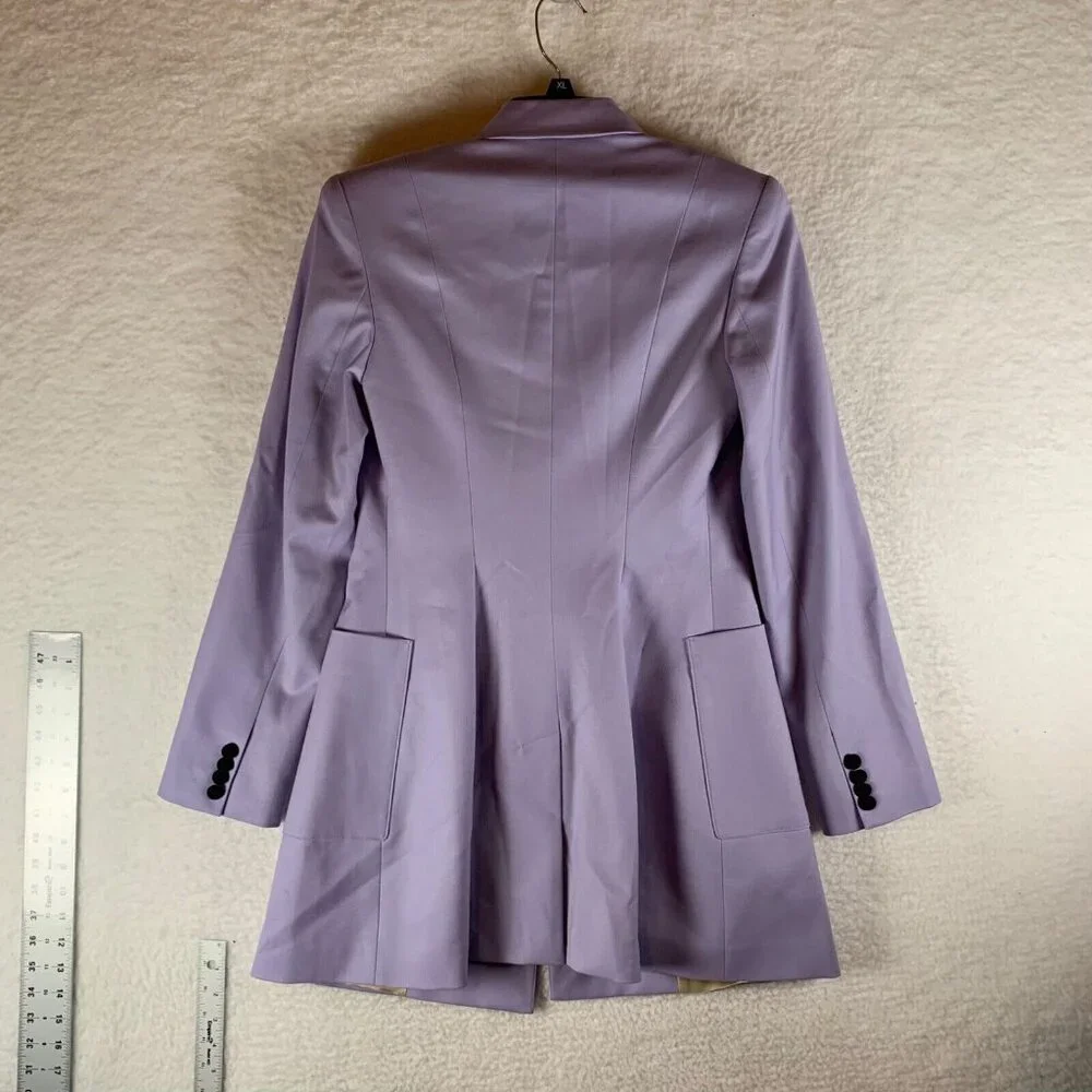 Marcell Von Berlin Women's Double Breasted Long Coat Lilac Blazer Size 4 US 9231